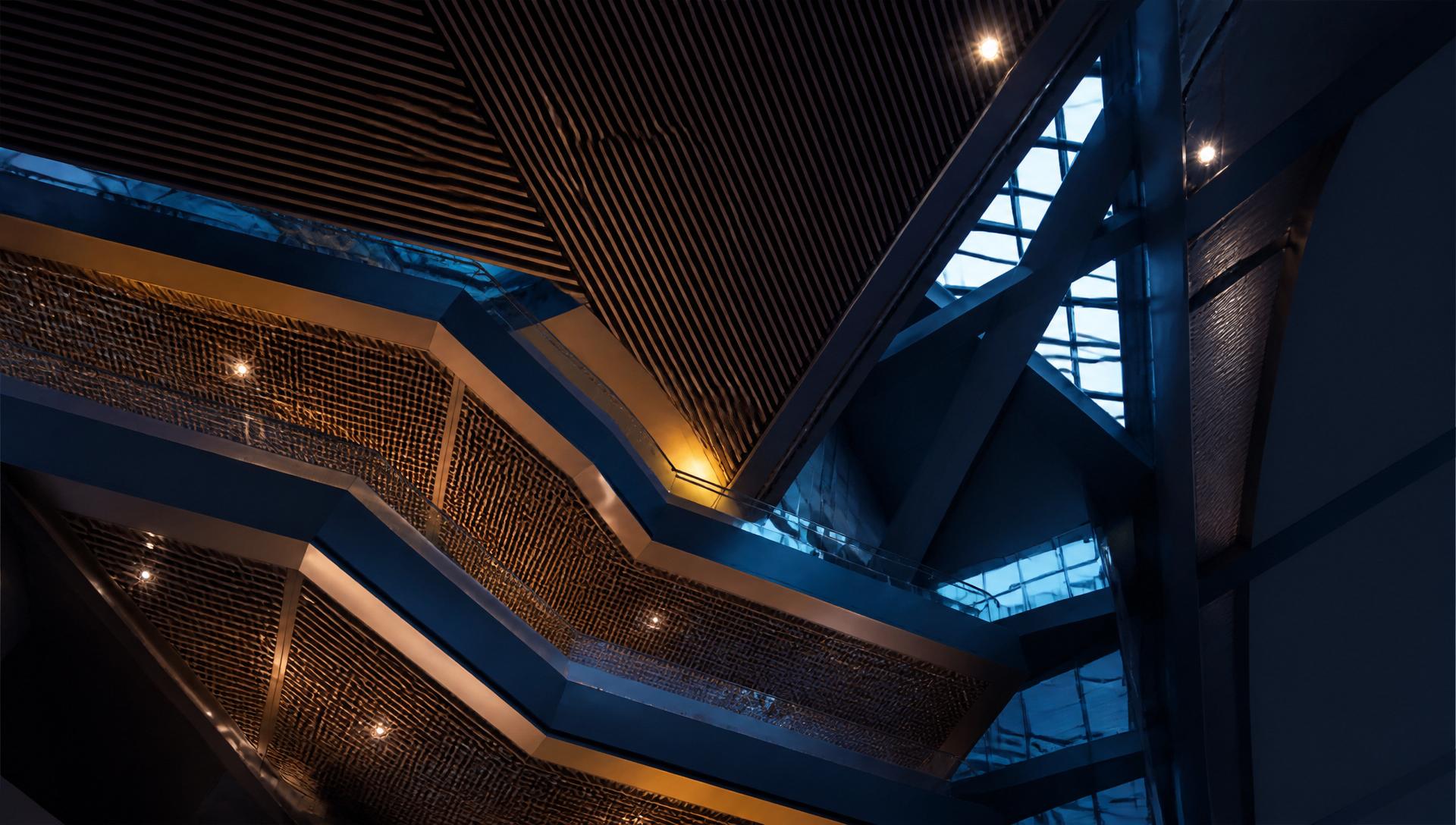 Architectural interior detail with warm gold accents